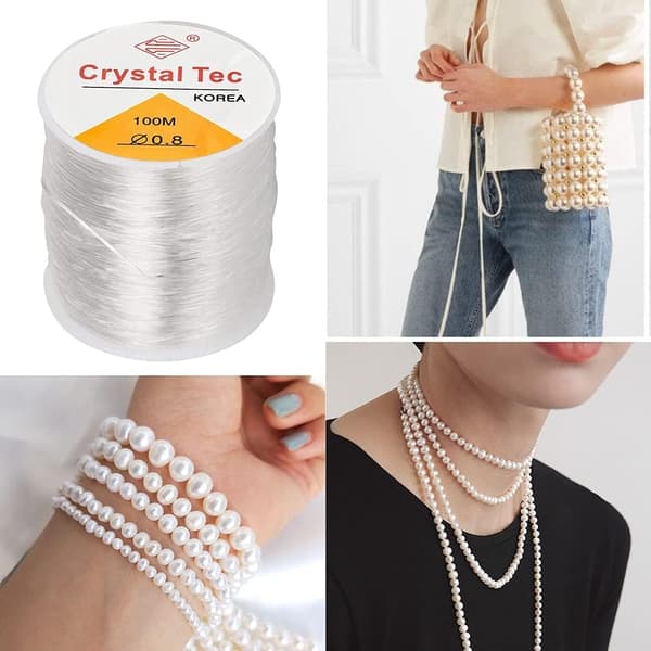 Elastisk perlektråd 100M Elastisk armbåndstråd 0,8 mm Transparent Elastisk Stretchtråd for armbåndslaging Smykker Perlehalsband håndverk