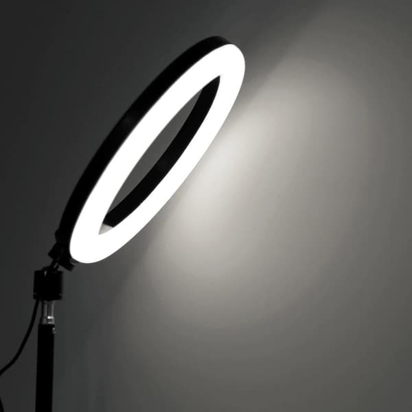 26cm Selfie-Lampe, Stativ & Mobilholder - Perfekt Belysning Black Svart