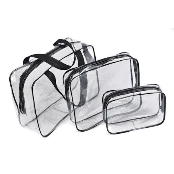 3st Necessär genomskinlig transparent sminkväska