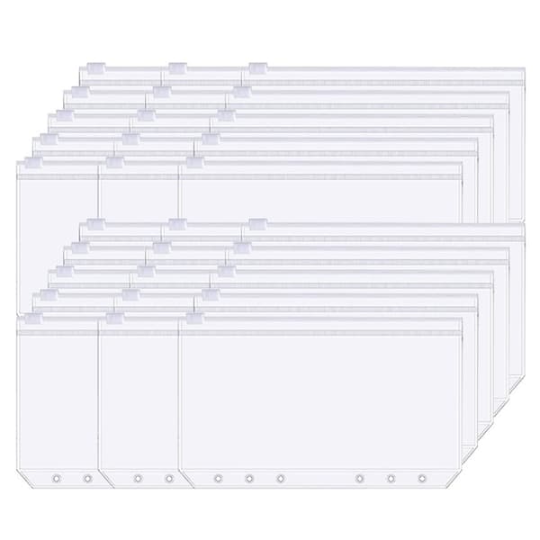 A6-størrelse ringperm lomme 6 hull budsjett konvolutter for budsjettering, transparent glidelås mappe ringperm lomme, vanntett PVC-mappe filpose dokument