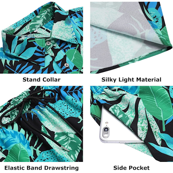 Herr Hawaiian skjorta och shorts green green S