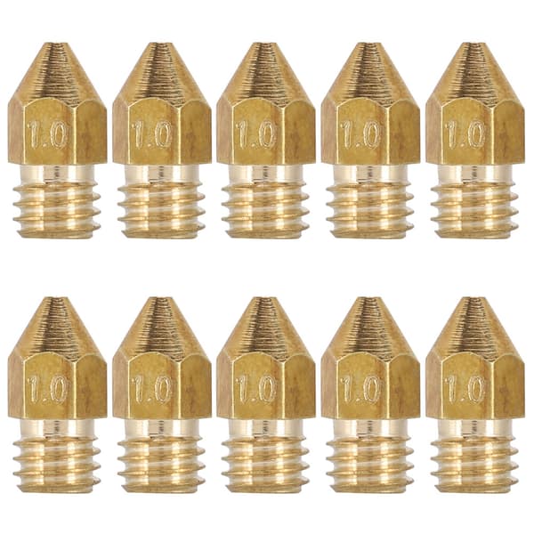 10-pak 1 mm messingekstruderdyser til 1,75 mm MK8 3D-printere