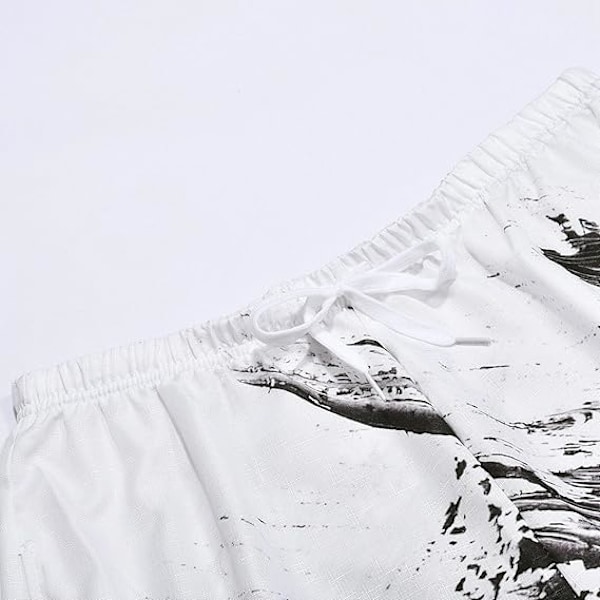 Mjukisbyxor för män, bekväma, lösa passform, vida ben, träningsbyxor, joggingbyxor med dragsko, 6 svarta stridsbyxor XXL XXL White