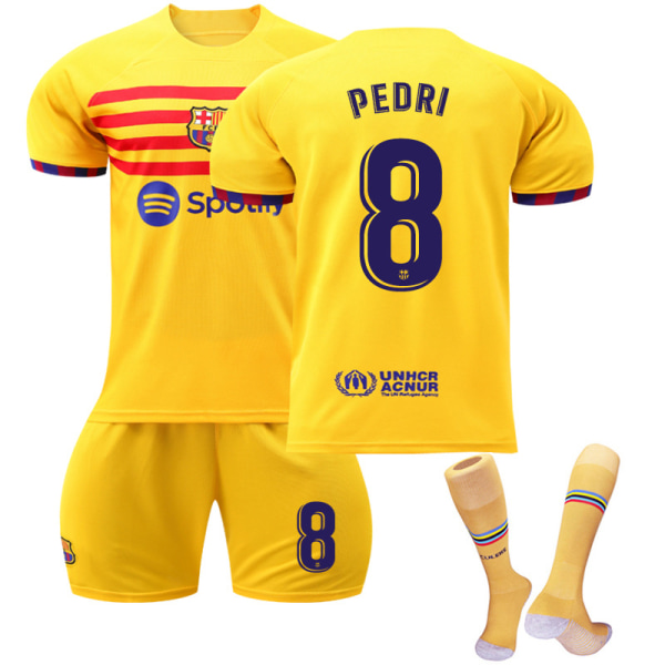 Pedri #8 Jersey Fc 22/23 Season Away Fotboll T-shirts Jersey Set Kids 26(140-150CM)