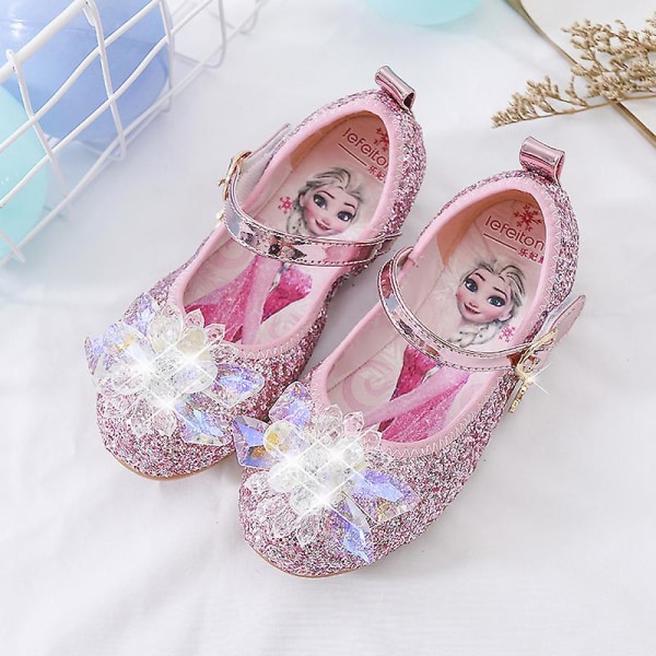 Frozen Elsa sandaler Princess skor, halkfria kristallskor Pink 24-Insole 16CM