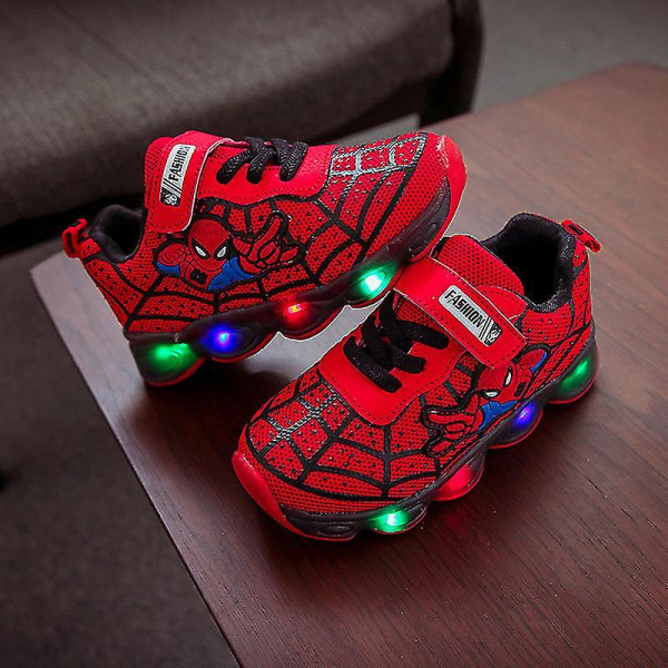 Sneakers för barn Spider-Man Light Up LED Pojkskor Red 28
