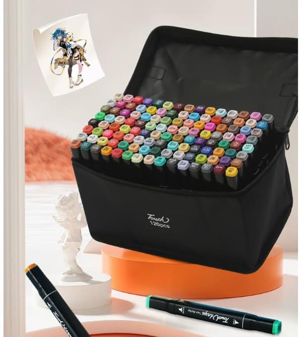 60-pack dubbelsidiga tuschpennor i multifärg med fodral