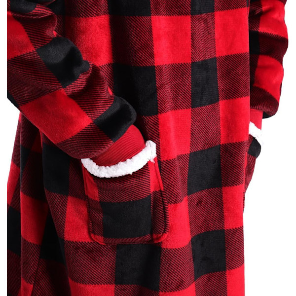 Extra lång huvtröja filt kvinnor överdimensionerad bärbar filt mysig mjuk bekväm Sherpa fleece jätte bärbar huvtröja filt tröja （ljusgrå） red