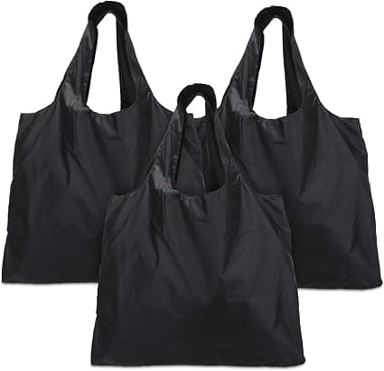 3 stk gjenbrukbare handleposer, sammenleggbar shopper med påsydd pose