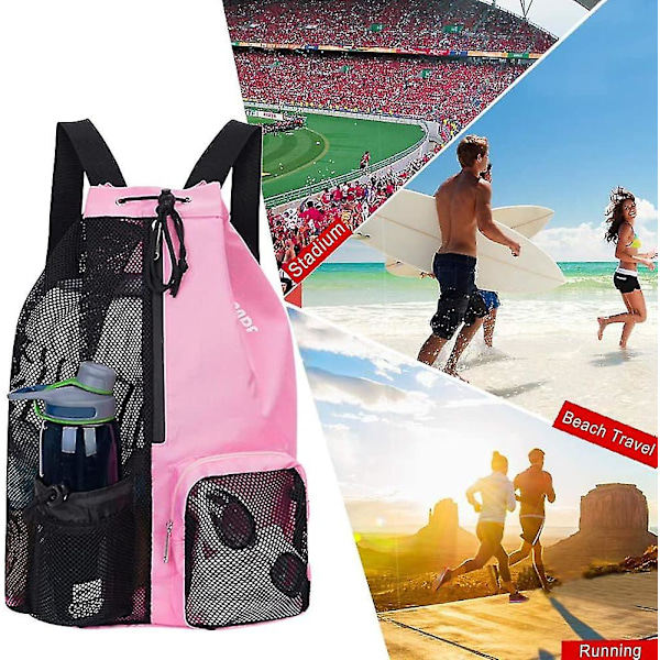 Swim Bag Mesh Dragsko Ryggsäck, Vattensport Simväskor Ryggsäck, Torr Våt Separation Swim Bag, Simväska, Bärbar Dragsko Ryggsäck Waterp Black