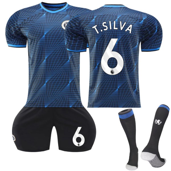 23-24 Chelsea Away Fotbollsdräkter Träningsuniformer Dräkt #6 T.Silva Kids 20(110-120CM)