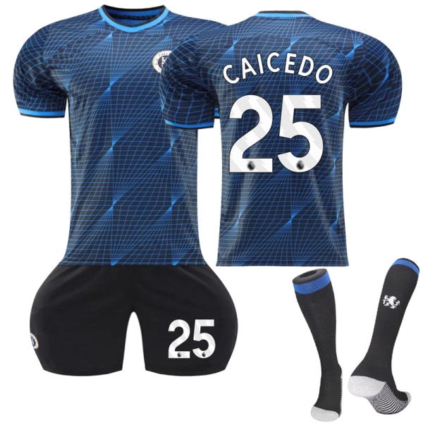 23-24 Chelsea Away Fotbollsdräkter Träningsuniformer Dräkt #25 Caicedo Kids 28(150-160CM)