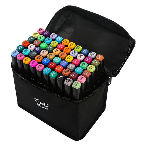 60-pack dubbelsidiga tuschpennor i multifärg med fodral