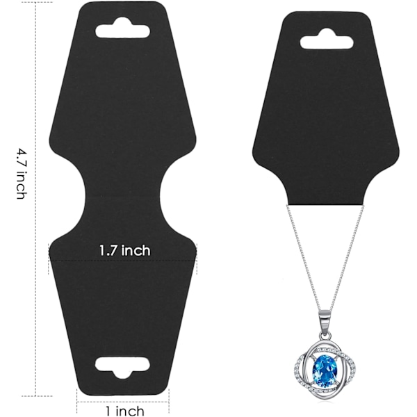 250 st Halsband Displaykort Armband Korthållare Tomt Kraftpapper Hängande smyckeetiketter (svart)