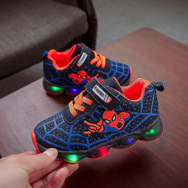 Sneakers för barn Spider-Man Light Up LED Pojkskor Blue 27