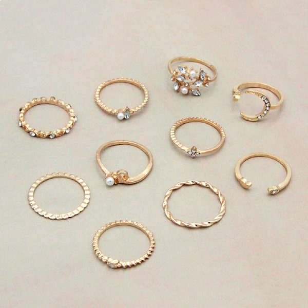 10st/ set Moon Star Ringar Dam Flickor Bohemian Set G One Size