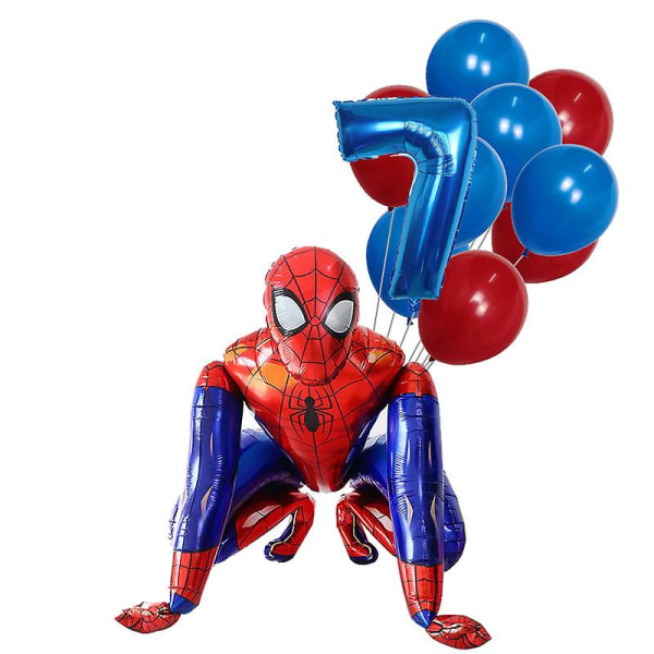 Spider-Man Hero Folie Ballong nummer Födelsedagsfest dekoration 7