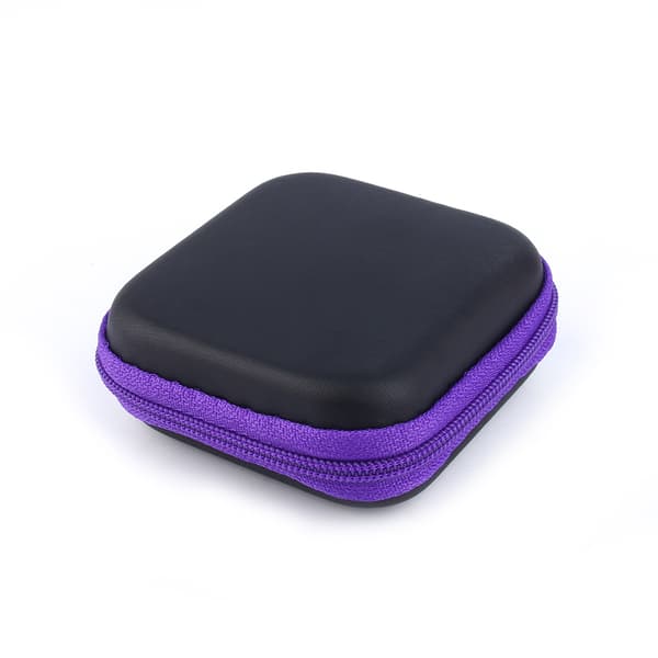 Hård opbevaringstaske til nøglering, høretelefoner, kabler og USB-datakabler Purple