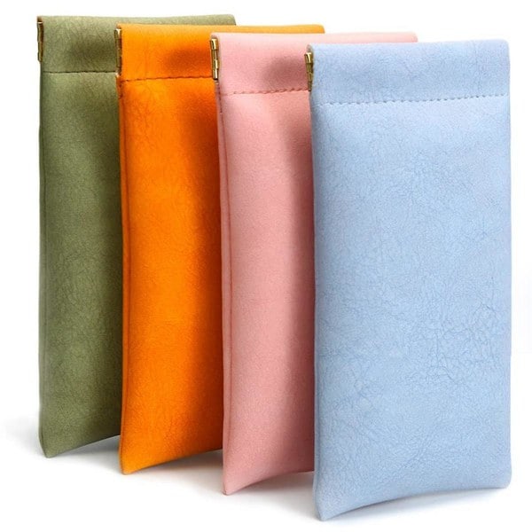 4-pack fodral, fodral för kvinnor män, PU mjuka glasögonfodral Case Bärbar