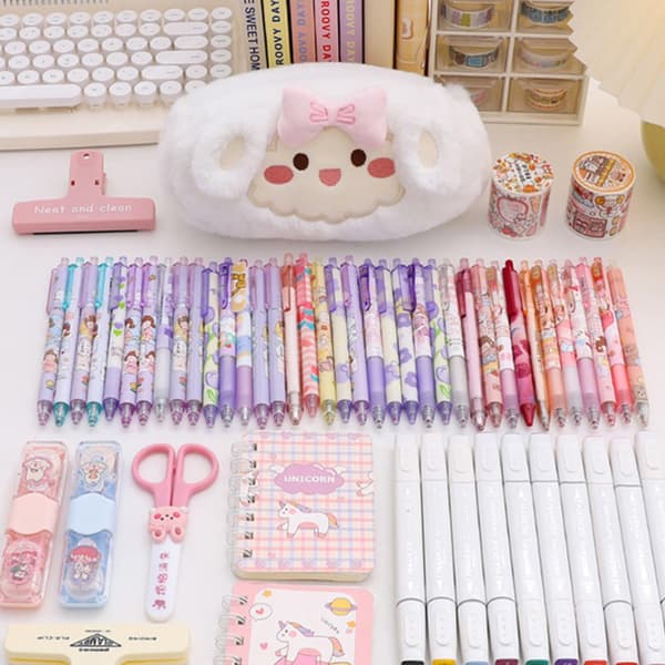 Plysch case Brevpapper Case Mjukt pennfodral White