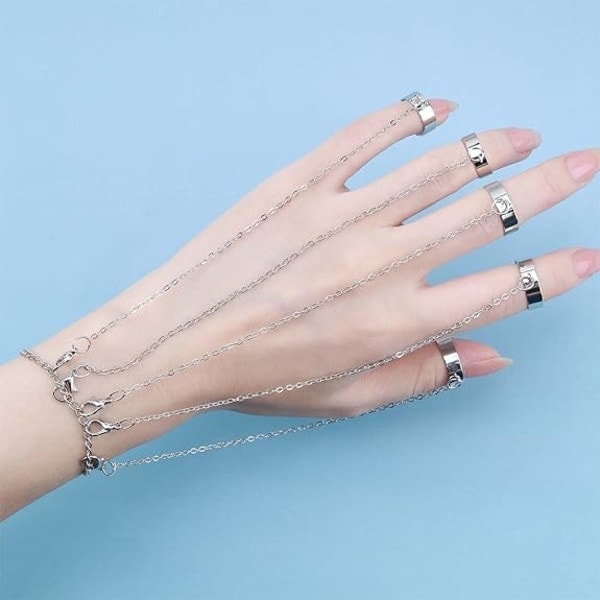Boho flerlagers fingerringarmband silver slavarmband vintage T