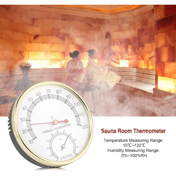 Bastutermometer i metall, rund termometer hygrometer hygrometer-termometer för basturum