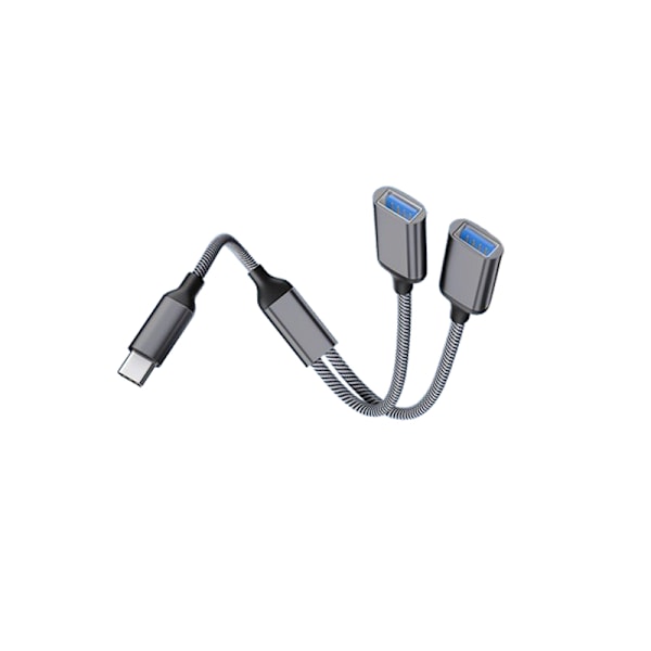 Typ-C till Dual USB 2.0-adapter Grå Grå