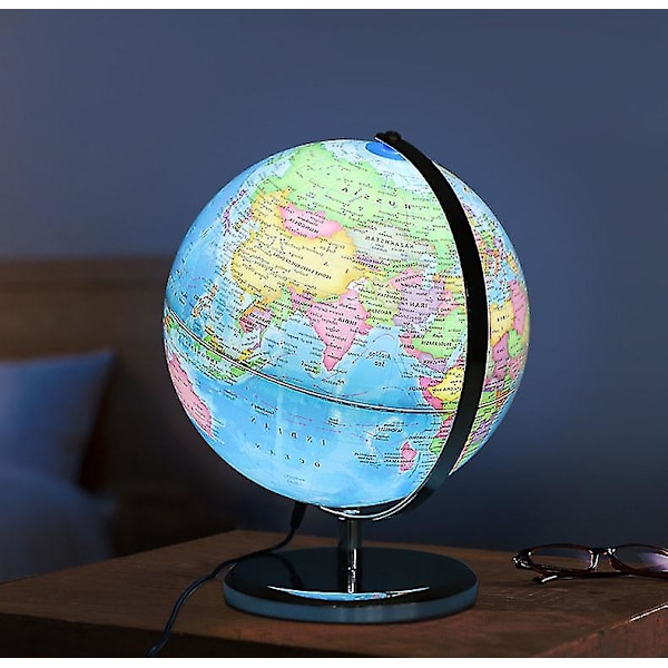 Geografilärarens Världskarta Globus 20/25/32 Cm Diameter Upplyst Globus Med LED-Ljus Världs Globus