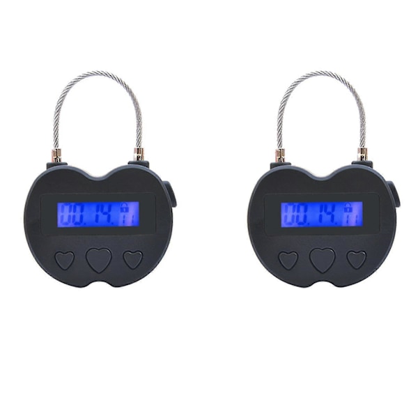 2x Smart Time Lock LCD-display Time Lock USB-laddningsbar tillfällig timerhänglås reseelektronik