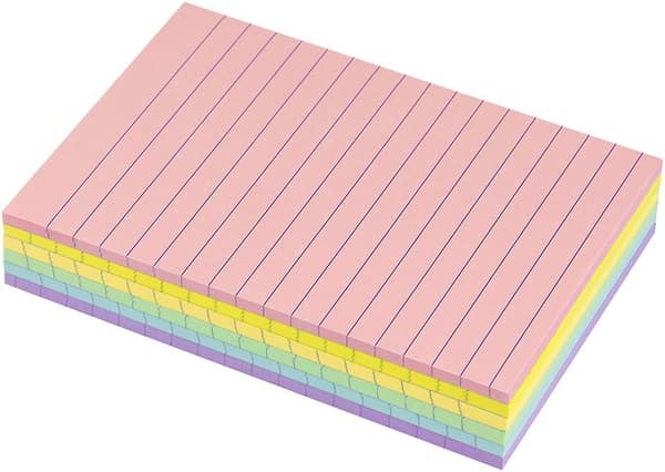 Forede selvklebende lapper 4X6 i pastellfargede linjerte post-it-lapper