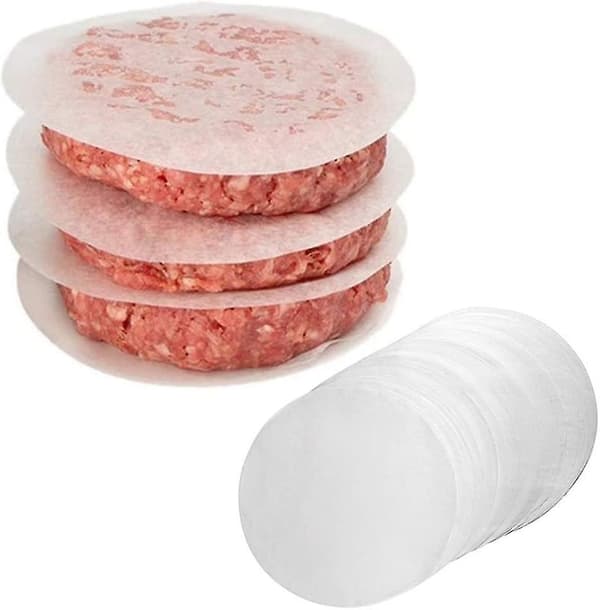 100 ST Runt foderpapper, fryst köttavskiljarpapper, non-stick dubbelsidigt silikonpapper Round white 13CM