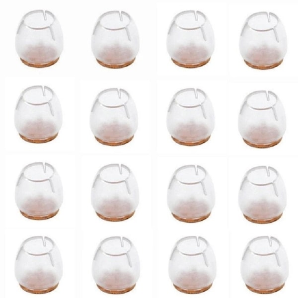 16-pak Møbelfødder / Silikonfødder til Stol - Gulvbeskyttelse Transparent Transparent one size