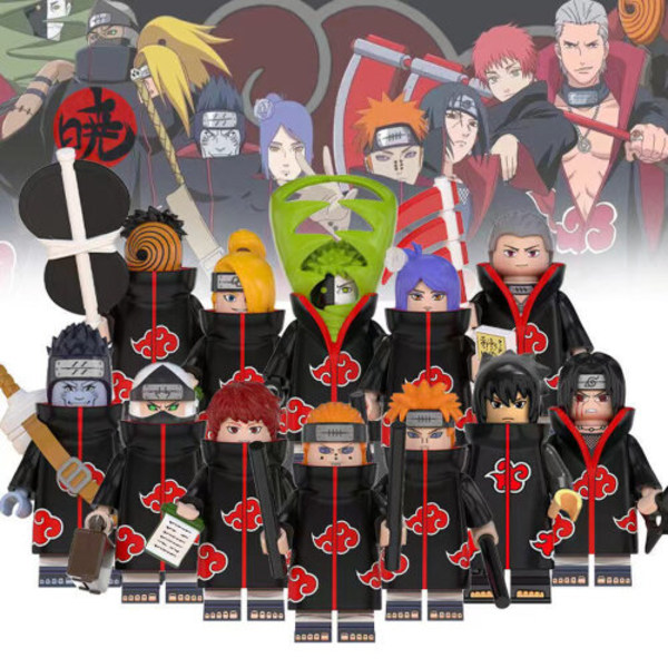 12 st Akatsuki Naruto minifigurer Action byggstenar leksaker