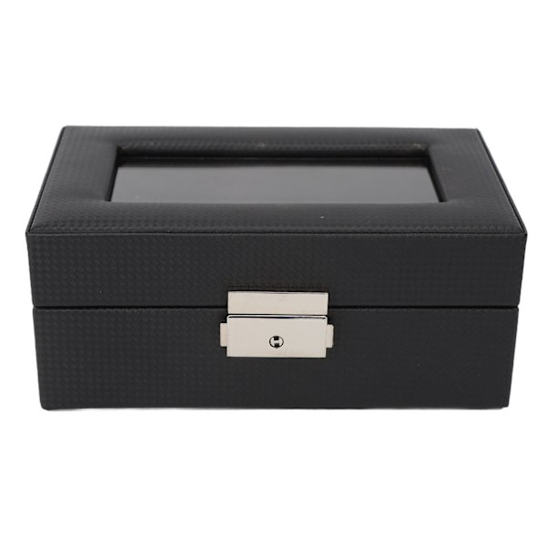 Watch med 3 spår Låsbar liten PU- watch Case med genomskinligt lock för män Damarmband Svart