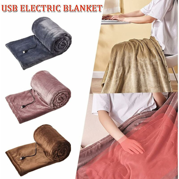 USB Elektrisk uppvärmd filt Bärbara uppvärmda filtar Uppvärmningssjal Flanellfilt 3 Temperatur 100x80cm