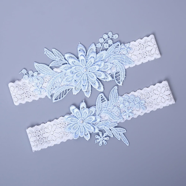 2 stycken bröllopsslyngor Daisy Lace Brudslingsa Handsydda Falska Pärlor Slinga för Brud