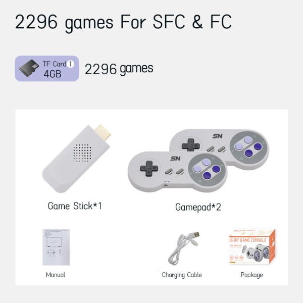 Klassisk retro spelkonsol SNES SFC Family Mini spelkonsol 2296 games