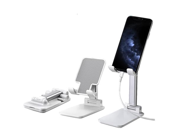 Telefonstativ - iPadholder - Sammenleggbar - Opptil 10 tommer White Vit
