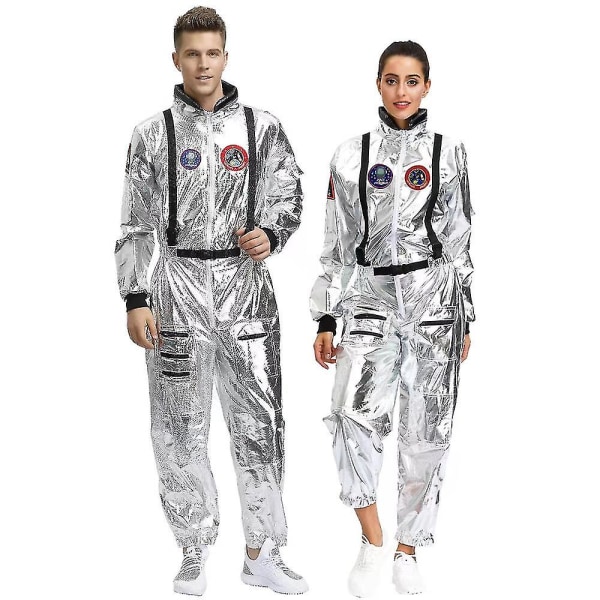 Astronaut Cosplay Kostym Halloween Carnival Party Kvinna Man Men XL