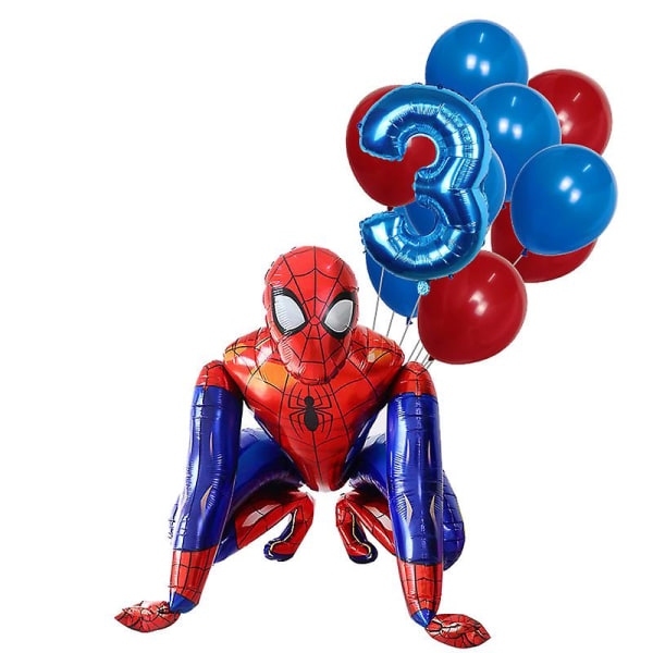 Spider-Man Hero Folie Ballong nummer Födelsedagsfest dekoration 3