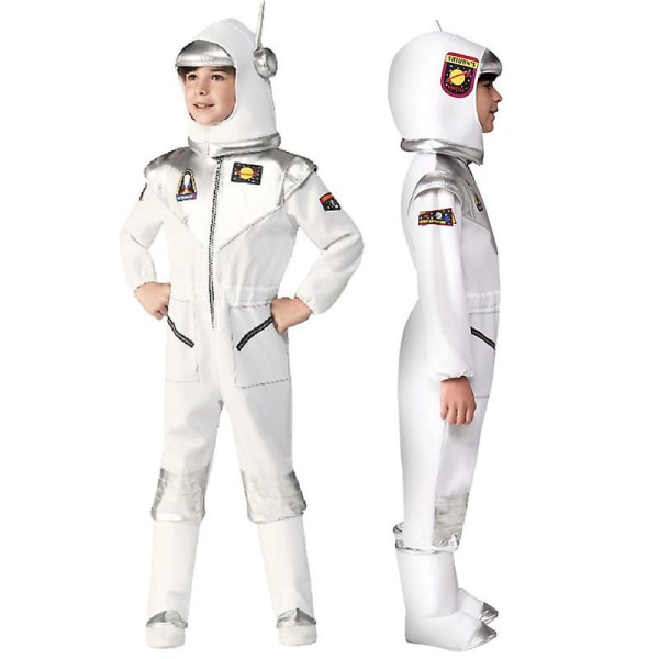 Astronautkostym Rymddräkt Cosplay Jumpsuit för barn + hatt 130cm
