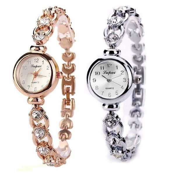 Stilren Damklocka Strass Rosenguld 50