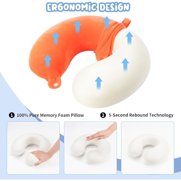 Matkatyyny Niskatyyny Memory Foam Matkatyynyt Pääntukityyny lentokoneeseen Juna Auto Toimistomatkat Välttämättömät lentotyynyt pitkään Oranssi Orange One Size