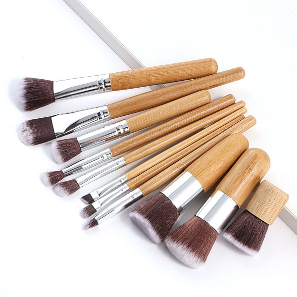 Topp 11 pakke naturlig bambus håndtak makeup børstesett