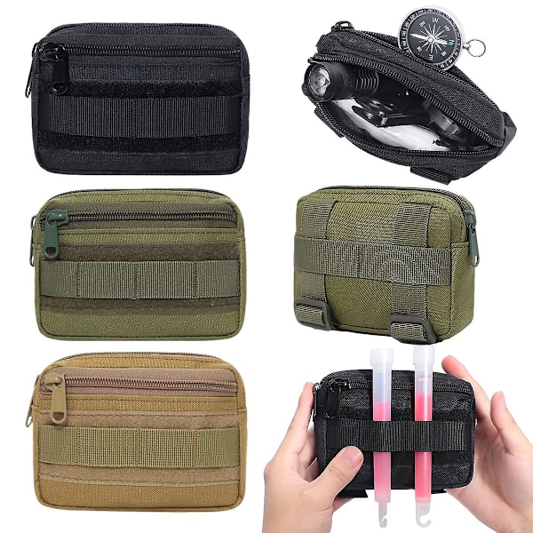 1. Mænd Kvinder Mini Jagt Midjeväska Organizer Molle Nylon Udendørs Taktisk Camping Jagt Pakke Værktøjspose Army Green