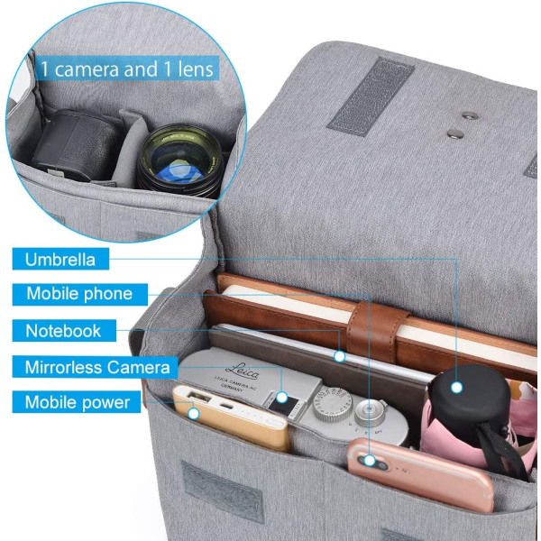 For compact camera shoulder bag, waterproof gray