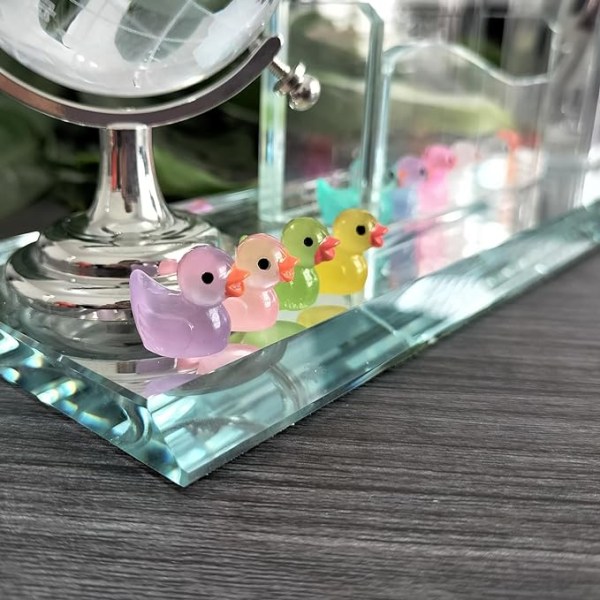 【Tricor-butikk】 100 stk Miniatyr Luminous Ducks Miniatyrhagelandskap Potteplanter Dekorasjoner for akvariedukkehusdekorasjon Dark orange