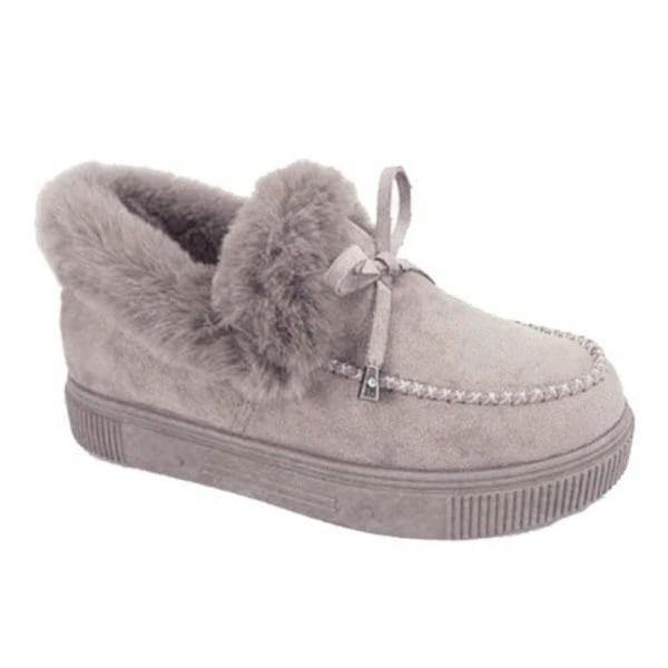 Women's Fur Lined Slippers Casual Winter Warm Flat Boots Lady Ankle Bootie Shoes,100% New CMK Gray 41