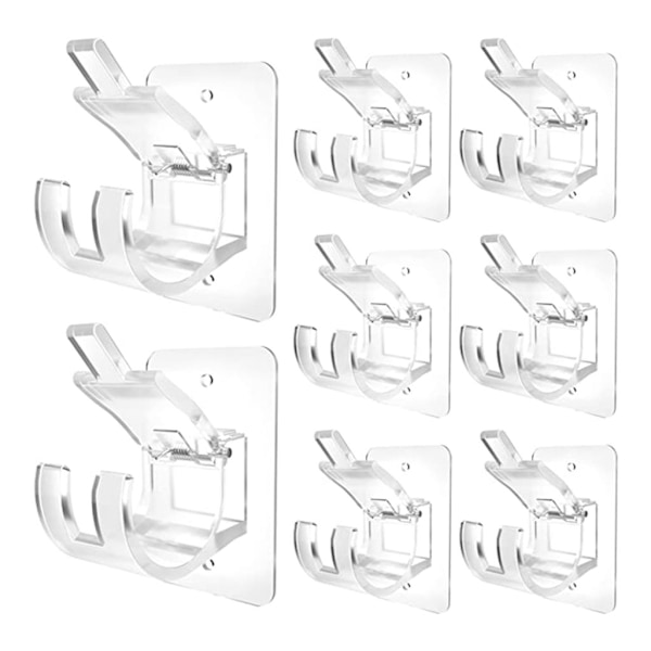 Självhäftande gardinstångskrok för enkel installation, borrfritt gardinstångsfäste spikfria justerbara krokar för heminredning på släta ytor (8-pack)