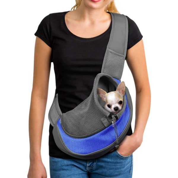 Bärbar Pet Messenger Bag för hundar Katter Valp andas Mesh blue